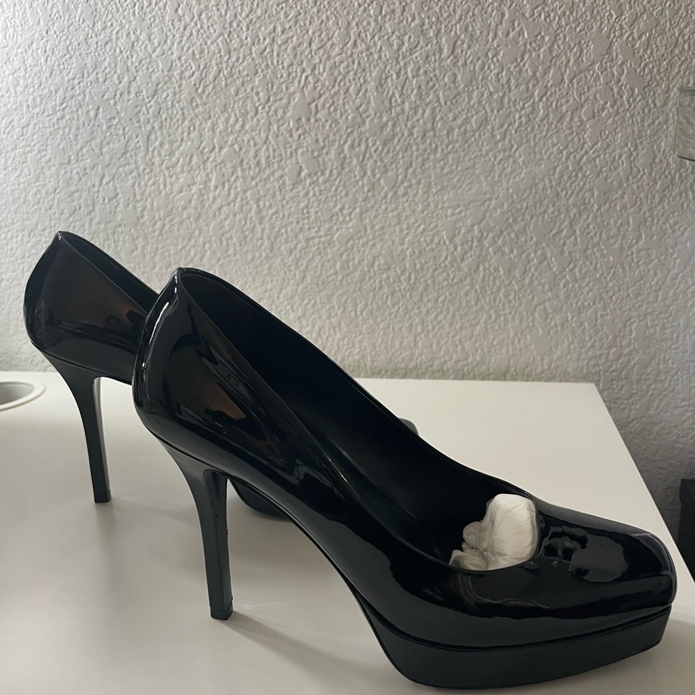 Vintage Gucci Patent Leather Pumps Black Vernice Crystal Nero - Size 9 Authentic - Picture 10 of 16